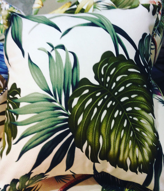 Monstera garden piped cushion