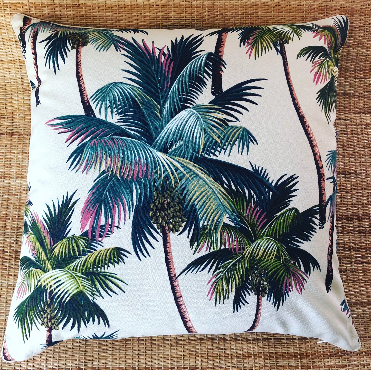 palm tree piped cushion