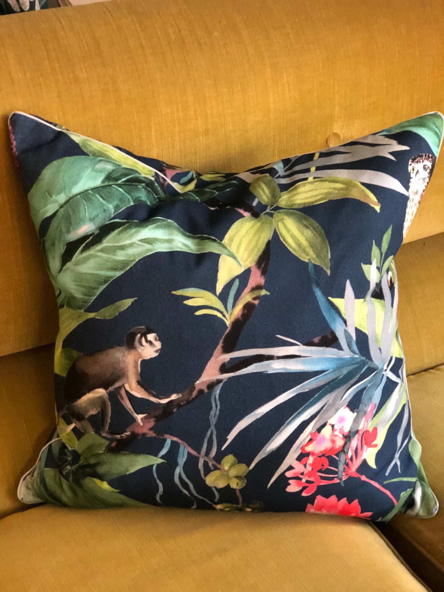 Jungle oasis navy cushion