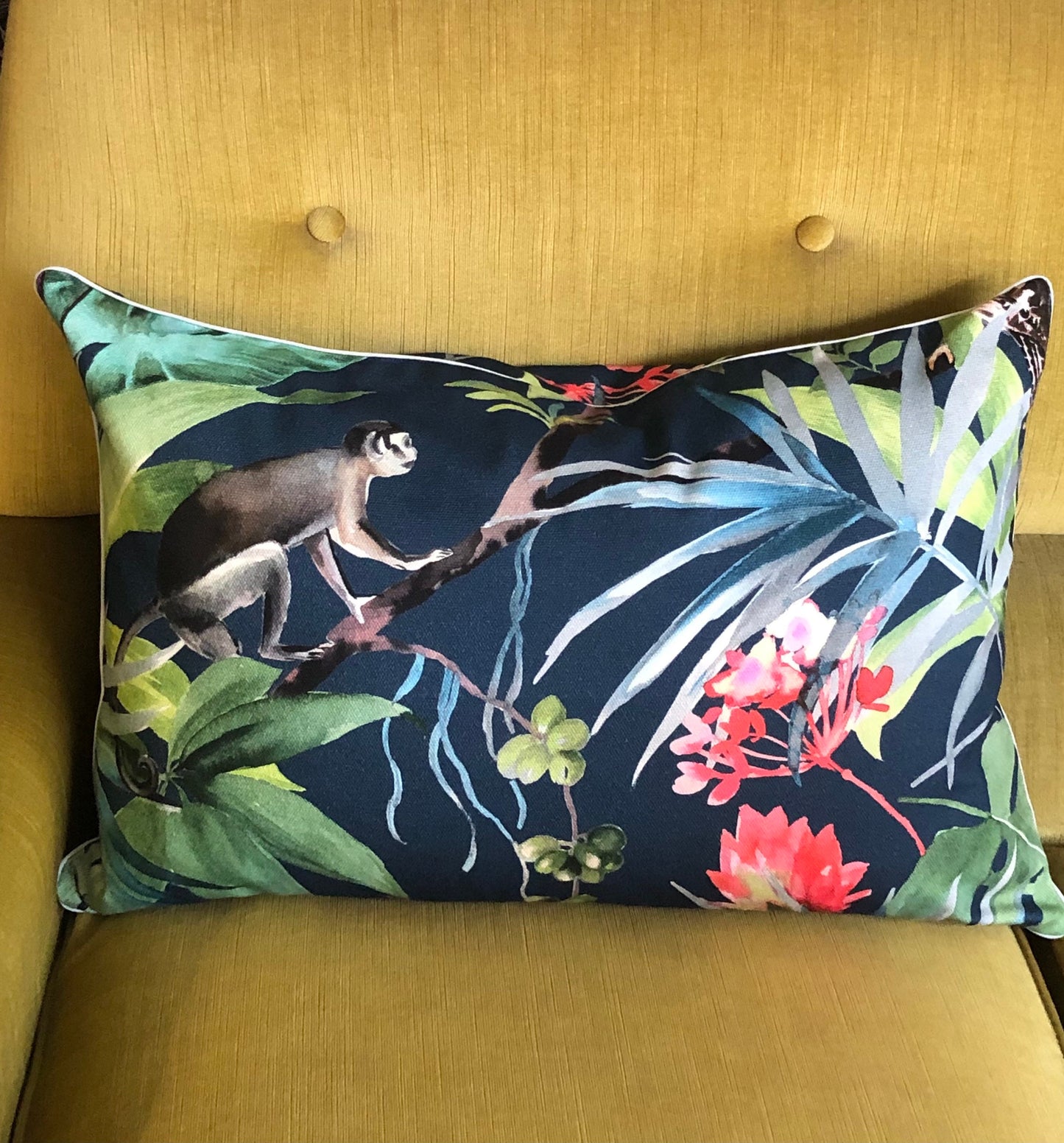 Jungle oasis navy cushion